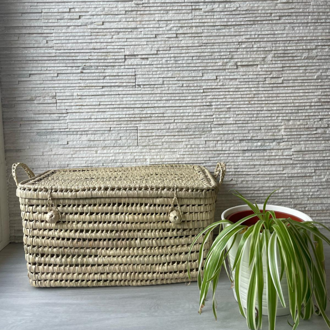 Malle 60 cm en feuilles de palmier pour rangement