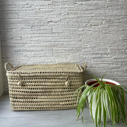 Malle 60 cm en feuilles de palmier pour rangement