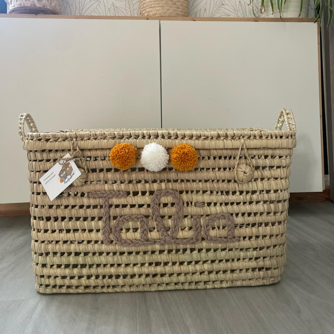 Malle 60 cm en feuilles de palmier personnalisée