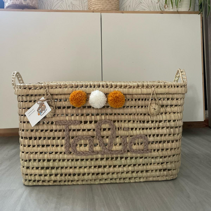 Malle 60 cm en feuilles de palmier personnalisée