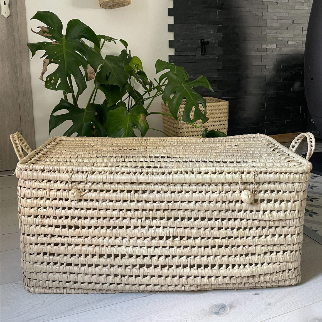 Grande malle 80 cm en feuilles de palmier