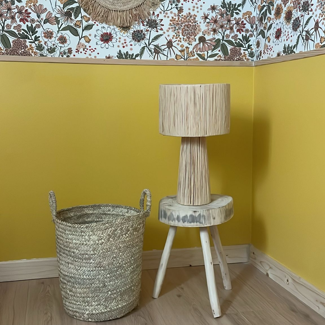 Petit panier haut en feuilles de palmier avec anses