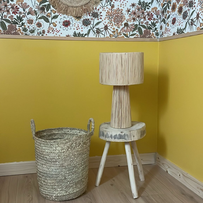 Petit panier haut en feuilles de palmier avec anses