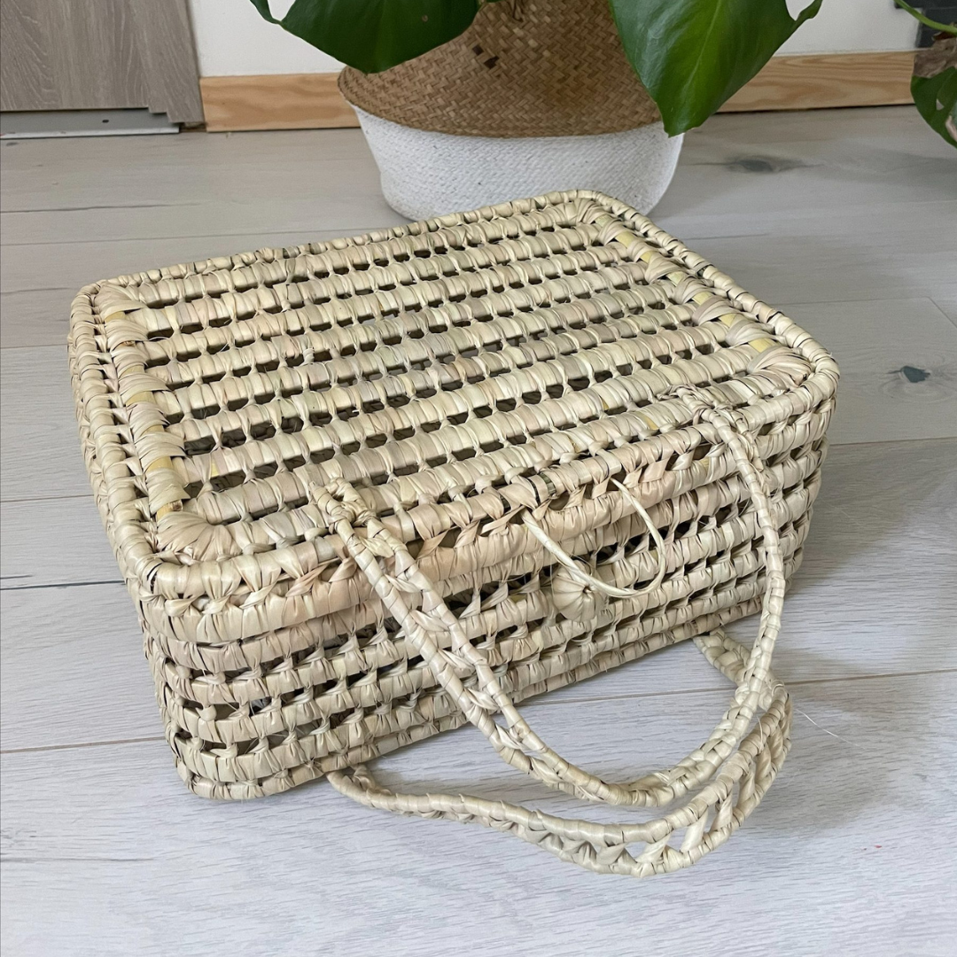 Valisette personnalisable en feuilles de palmier tressées